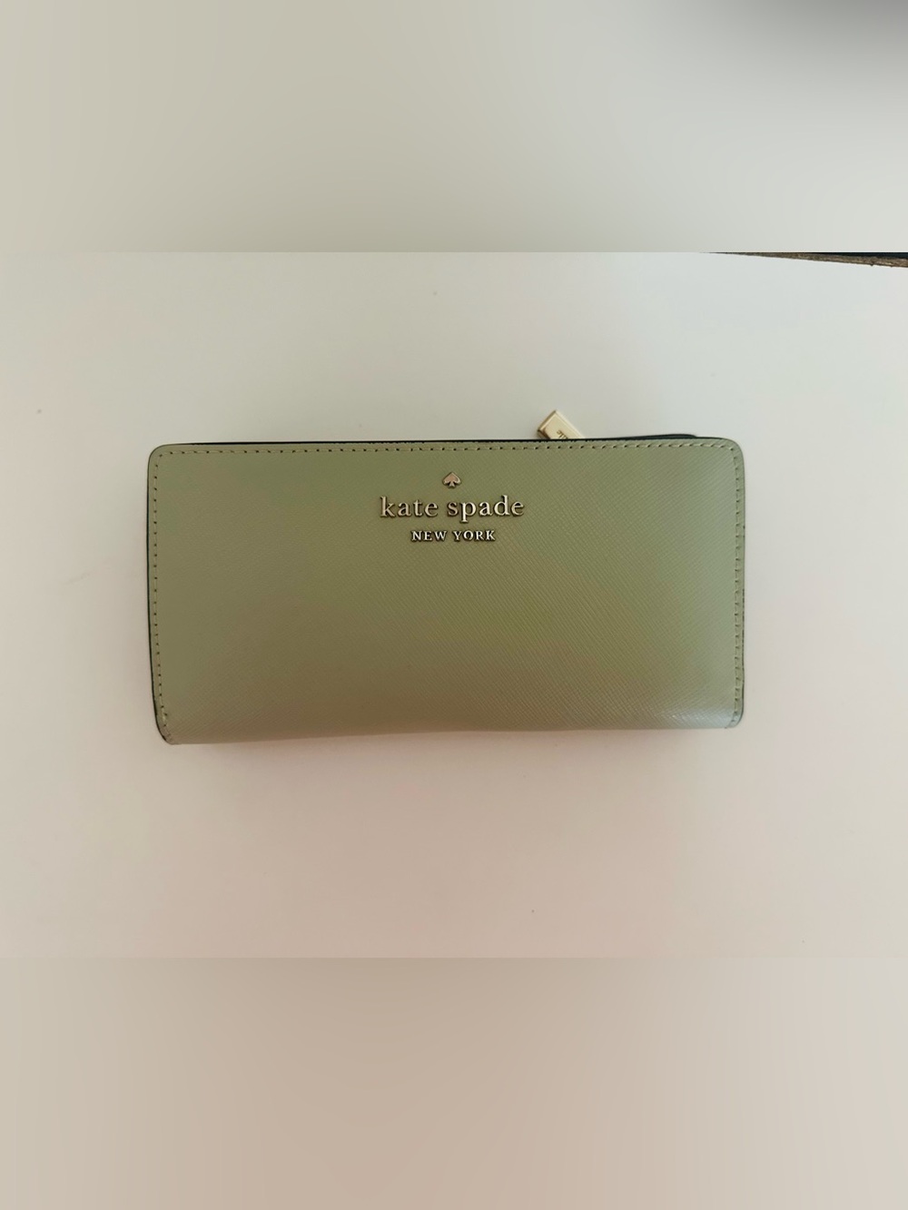 Kate Spade Green Leather Bifold Wallet with ID Window